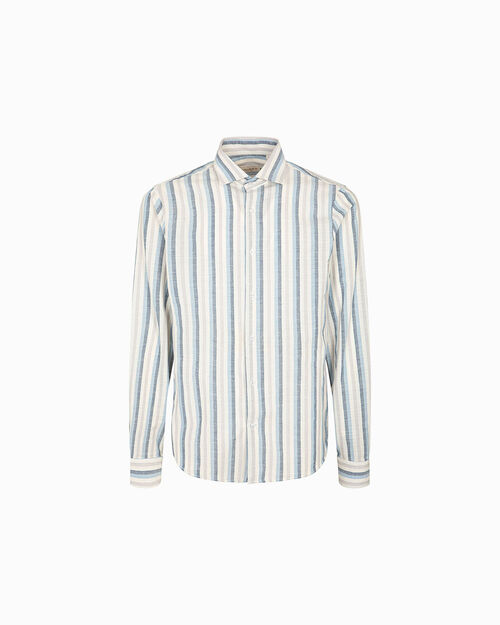 Camicia multicolor-blu a righe verticali, MULTICOLOR-BLUE
