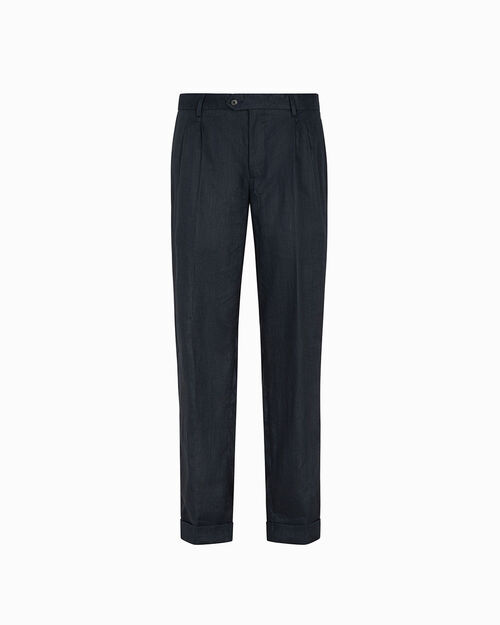 Completo pantalone blu navy lino, 