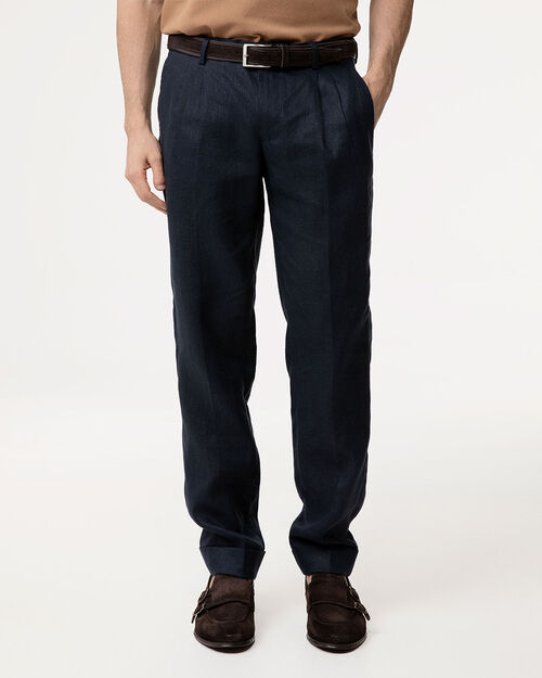 Completo pantalone blu navy lino, 