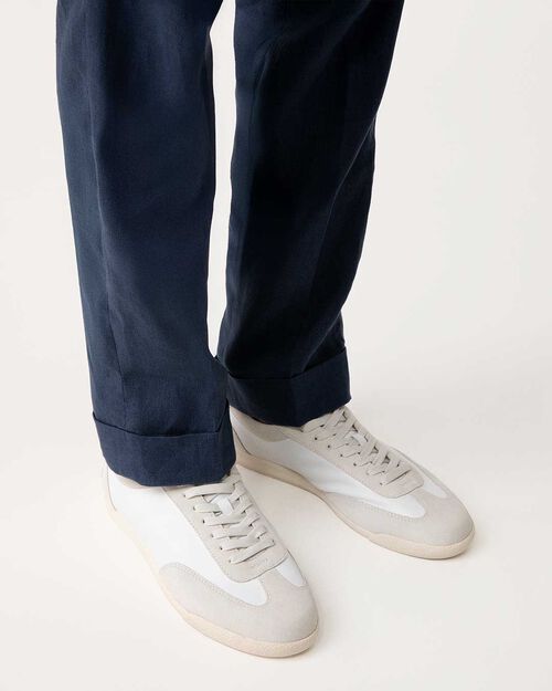 Sneakers panna dettagli in camoscio, 