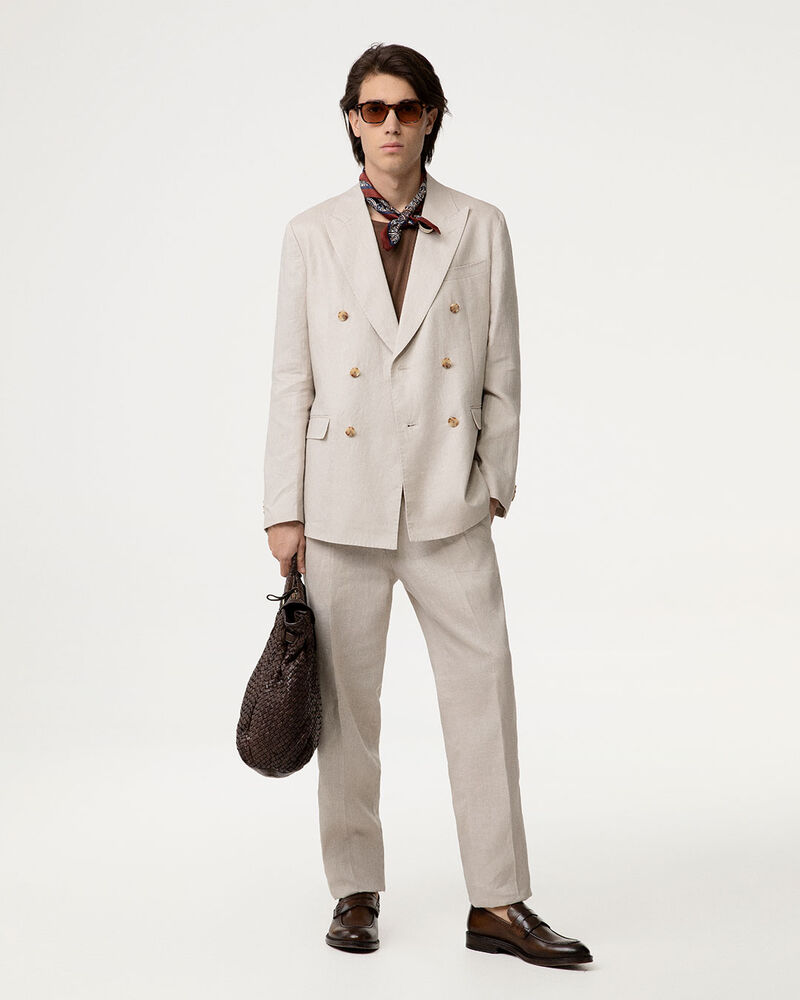 Completo pantalone sabbia con pieghe eleganti,  image number null