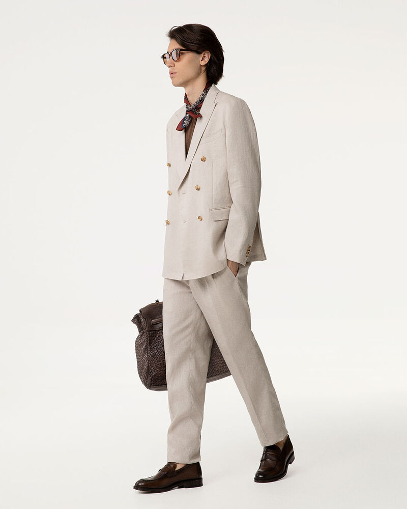 Completo pantalone sabbia con pieghe eleganti,  image number null