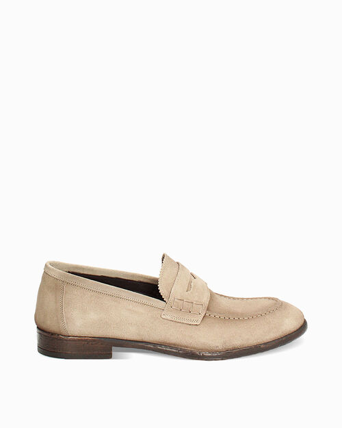Mocassini da uomo taupe in camoscio, TAUPE