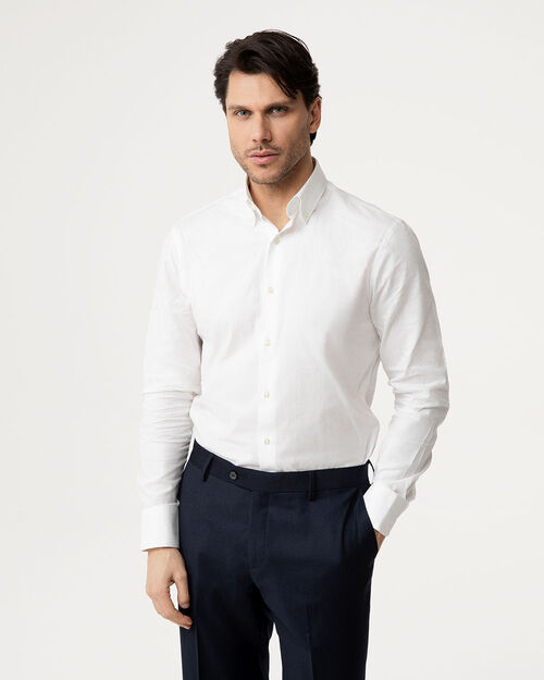 Camicia bianca con bottoni nascosti, WHITE