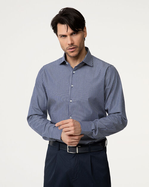 Camicia blu a righe sottili, BLUE