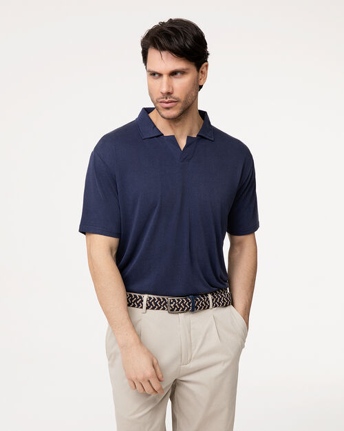 Polo blu dettagli raffinati, 