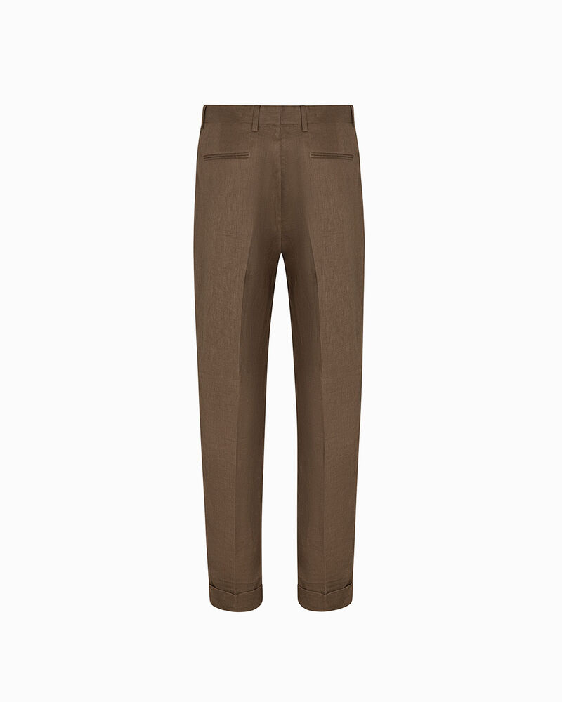 Completo pantalone marrone in lino,  image number null