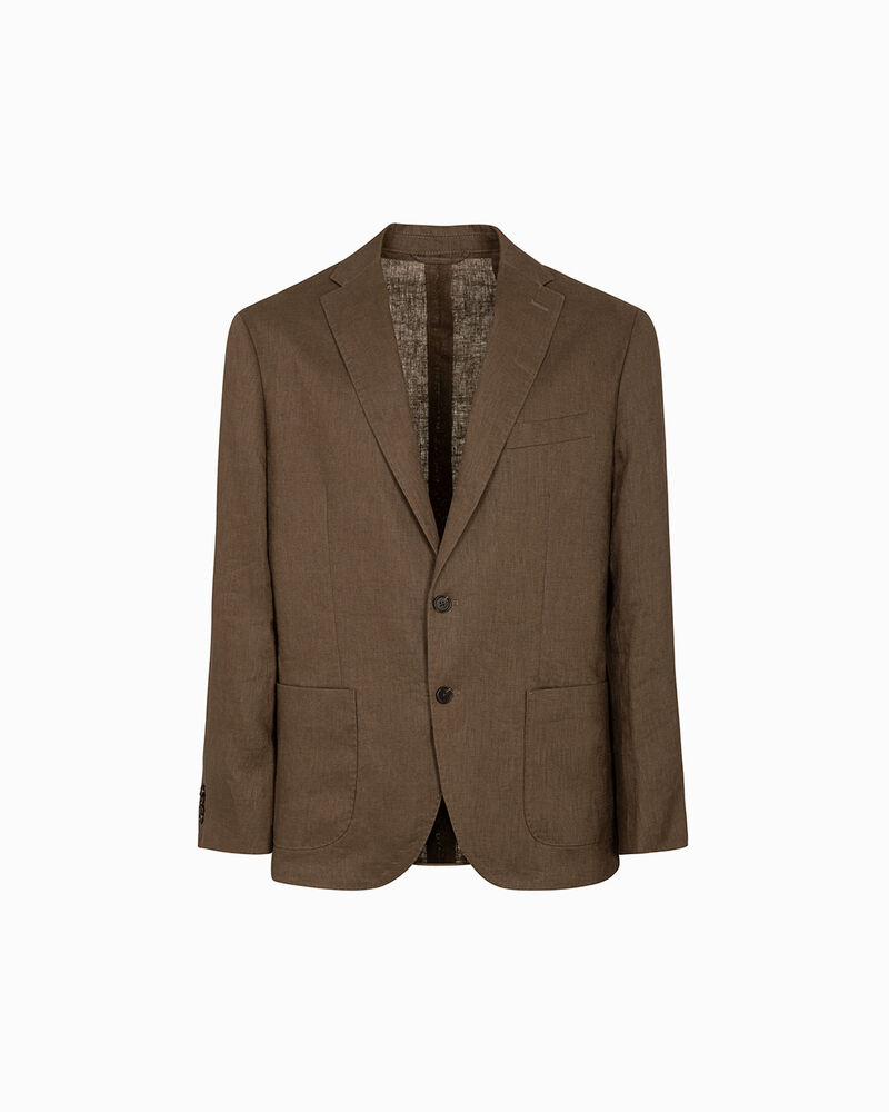 Giacca marrone lino con rever classico,  image number null