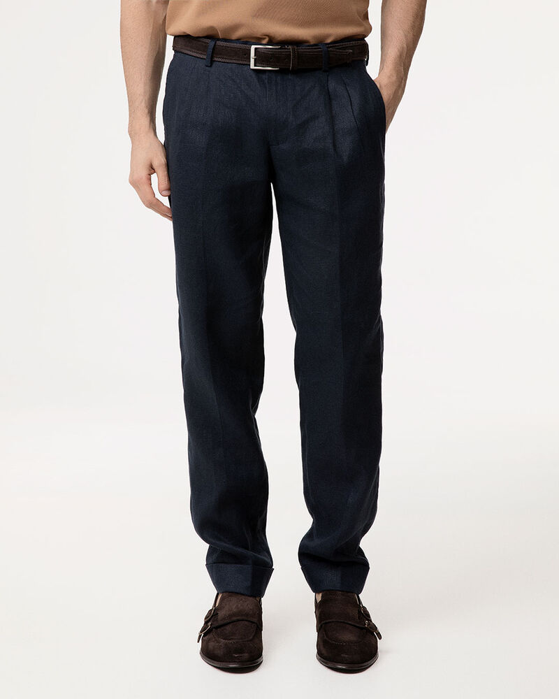 Completo pantalone blu navy lino,  image number null