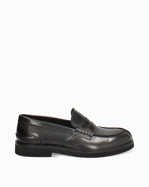 Mocassino nero con linguetta prominente, BLACK