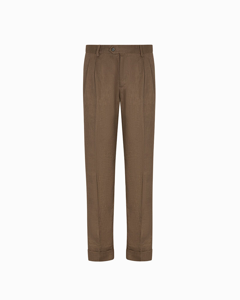 Completo pantalone marrone in lino,  image number null