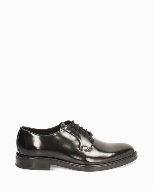 Scarpa allacciata nera con finiture artigianali, BLACK