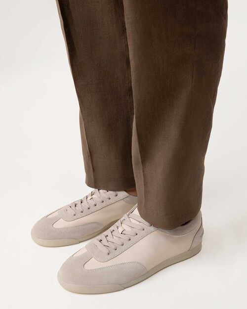 Sneakers beige in camoscio, BEIGE