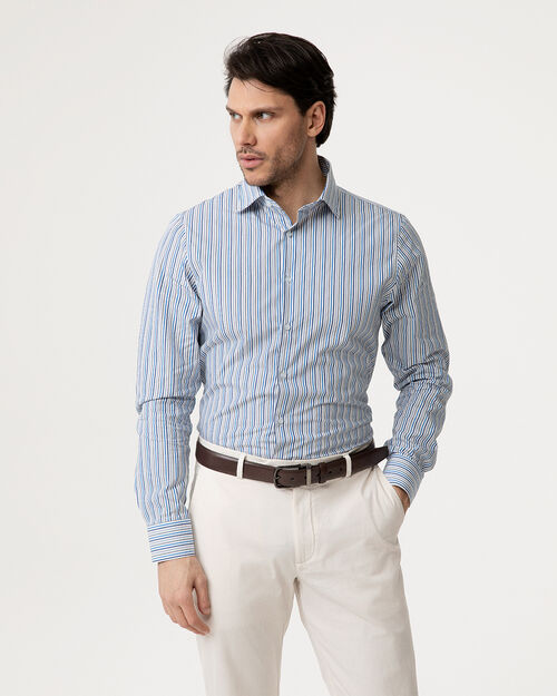 Camicia multicolor blu a righe verticali, MULTICOLOR-BLUE