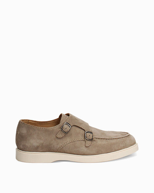 Scarpe monk strap beige doppia fibbia, BEIGE