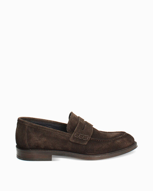 Mocassino testa di moro con fascia decorativa, DK BROWN
