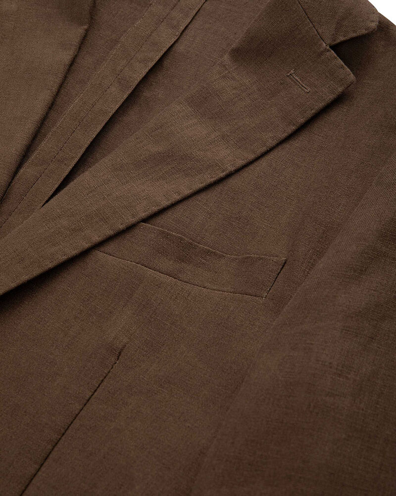 Giacca marrone lino con rever classico,  image number null