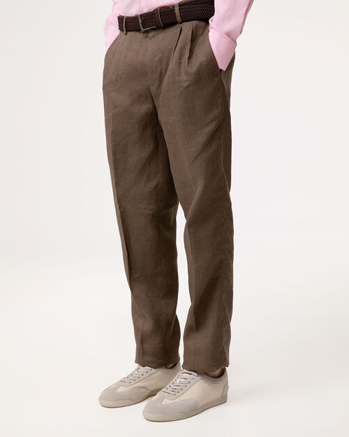 Completo pantalone marrone in lino, 