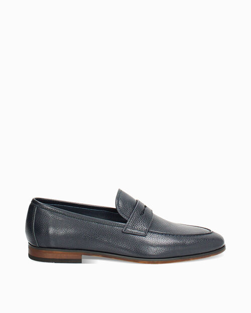 Mocassini da uomo blu in pelle basic, BLUE