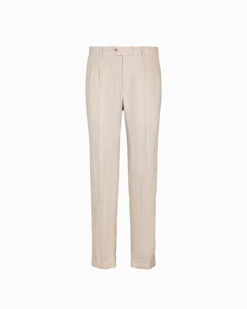 Completo pantalone sabbia con pieghe eleganti, 