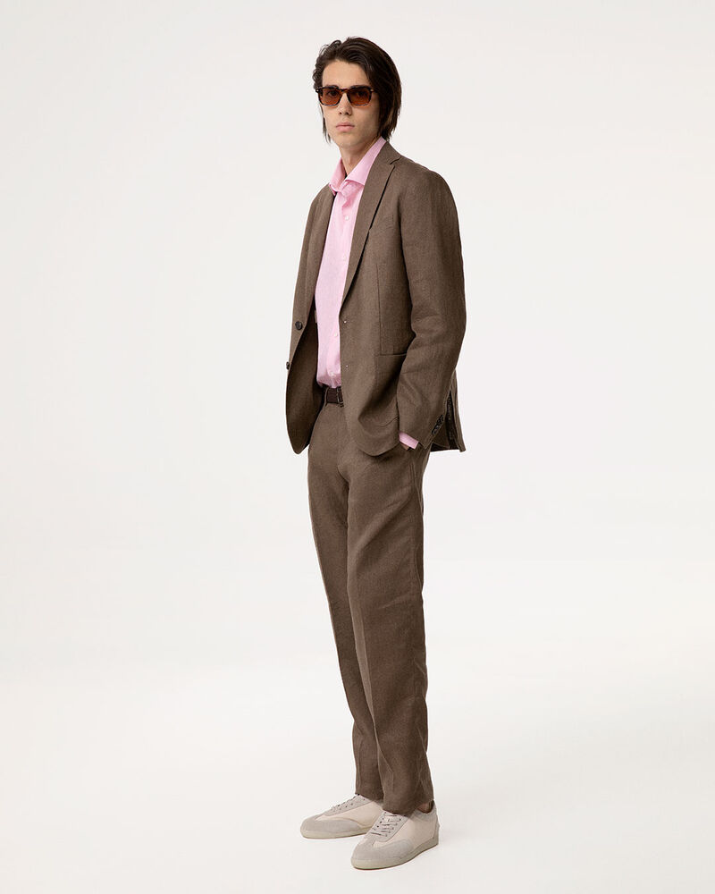 Completo pantalone marrone in lino,  image number null