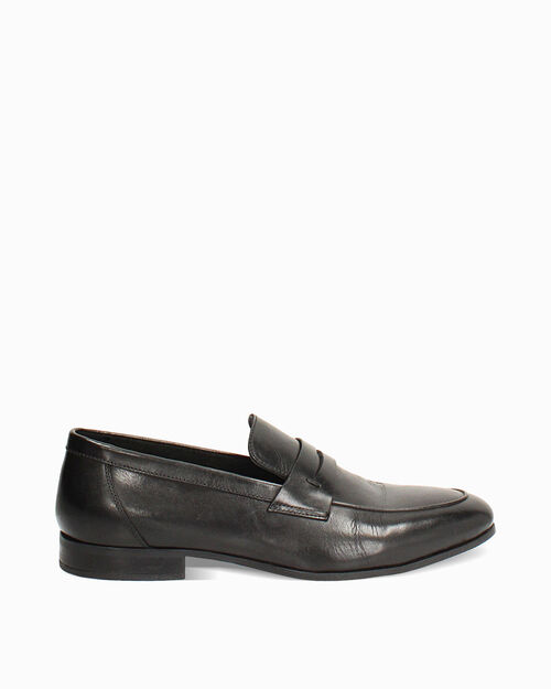 Mocassino nero elegante con cuciture artigianali, BLACK