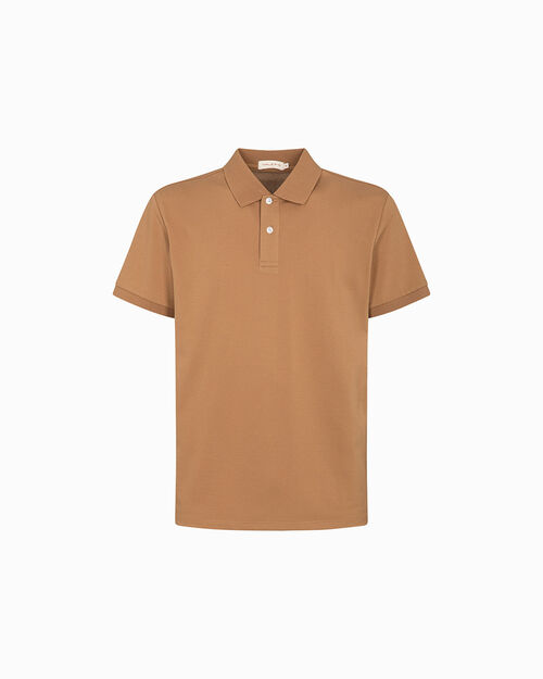 Polo marrone con colletto a costine, 