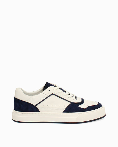 Sneakers da uomo in pelle bianco-blu, MULTI COLOR