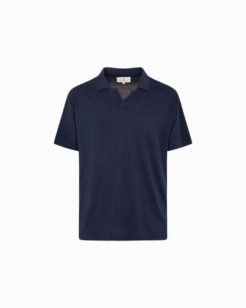 Polo blu dettagli raffinati, 