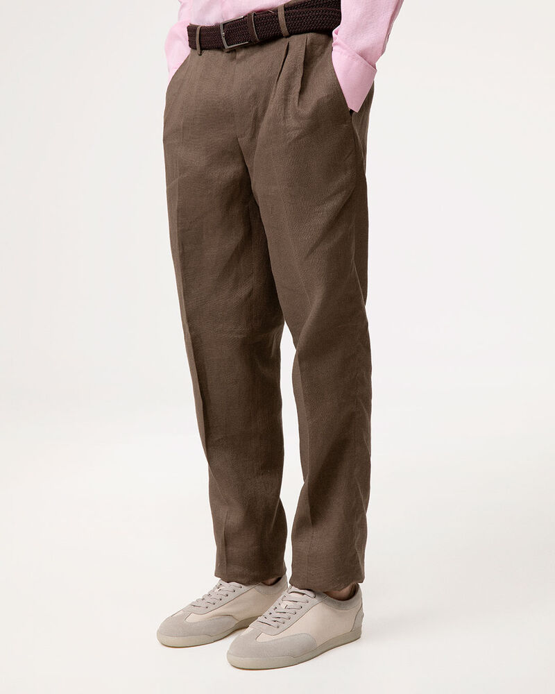 Completo pantalone marrone in lino,  image number null