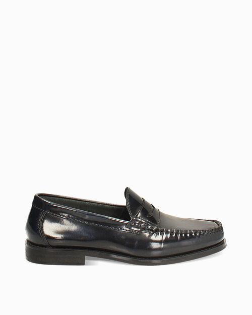 Mocassino blu con mascherina decorativa, BLUE