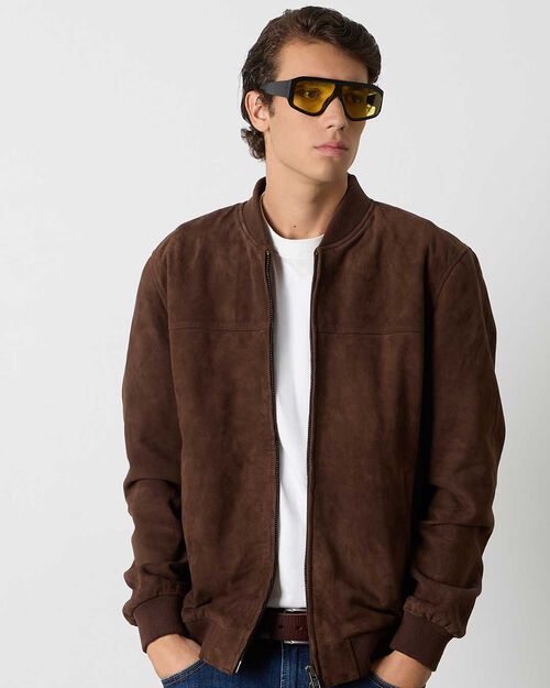 Giubbino da uomo in camoscio testa di moro, DK BROWN