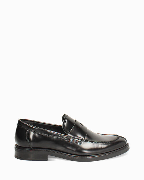 Mocassino nero con cuciture decorative, BLACK