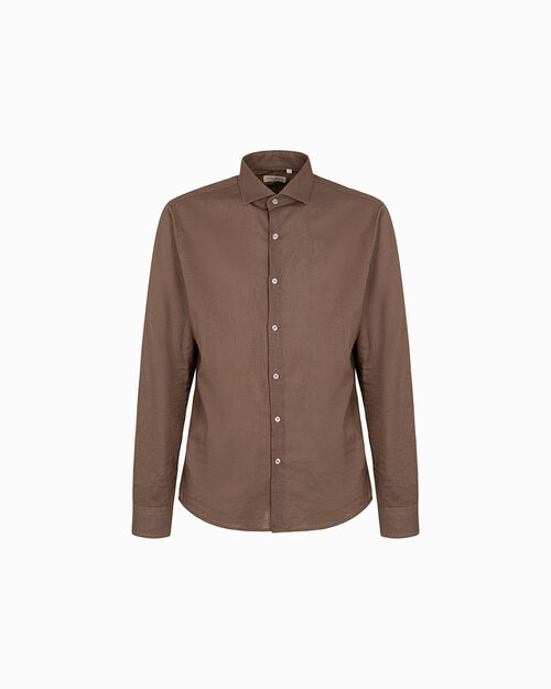 Camicia ml testa di moro con bottoni centrali, DK BROWN