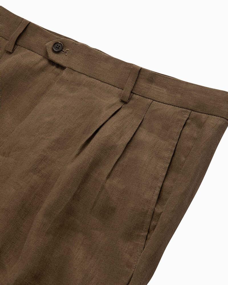 Completo pantalone marrone in lino,  image number null