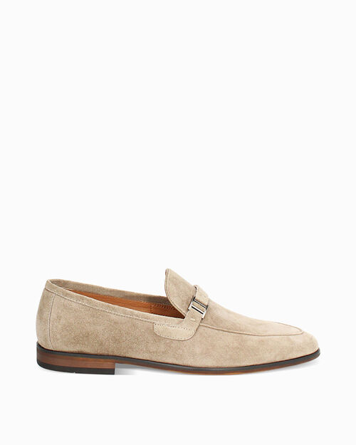Mocassini da uomo beige in camoscio, BEIGE